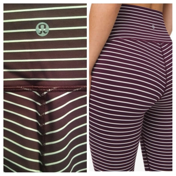 Lululemon Wunder under HR crop Leggings size 8 Adobe stripe parallel LIKE NEW ! - Picture 9 of 9